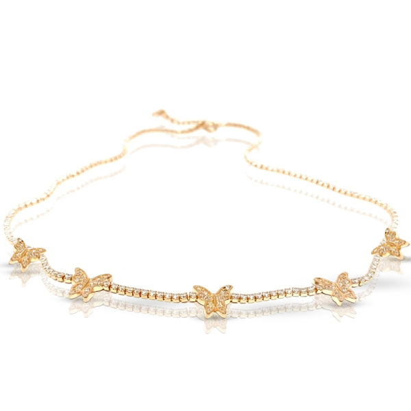 5 Diamond Butterfly with Diamond Chain Necklace