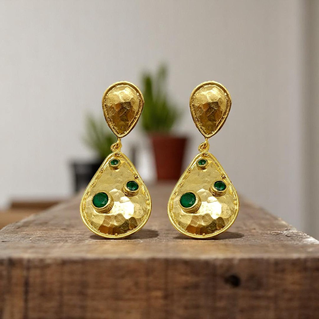 Aurora Fancy Double Drop Gold Earrings