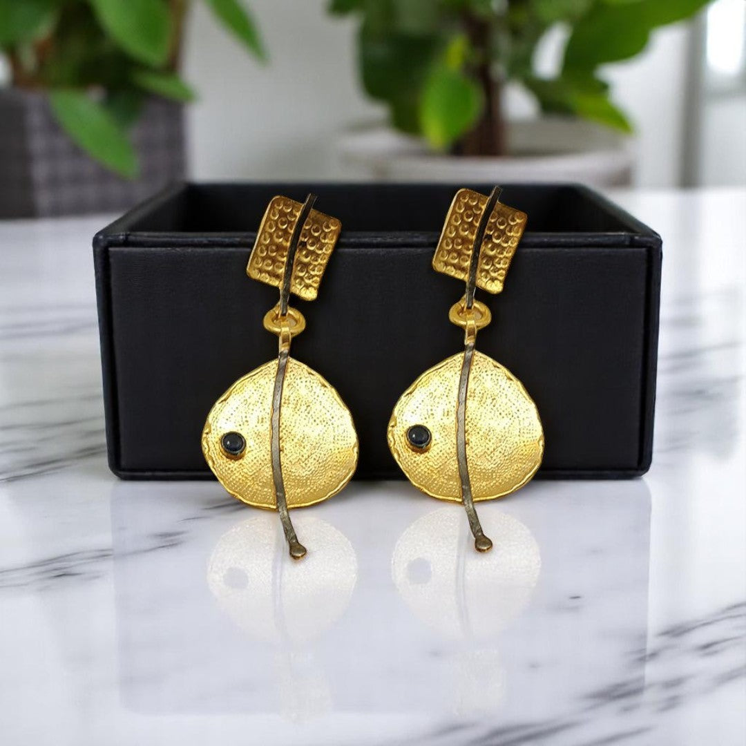 Aurora Fancy Disc Gold Earrings