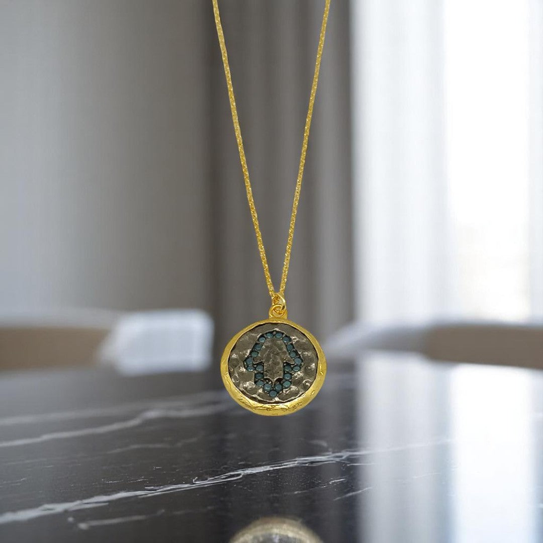 Dainty Diamond Hamsa Necklace