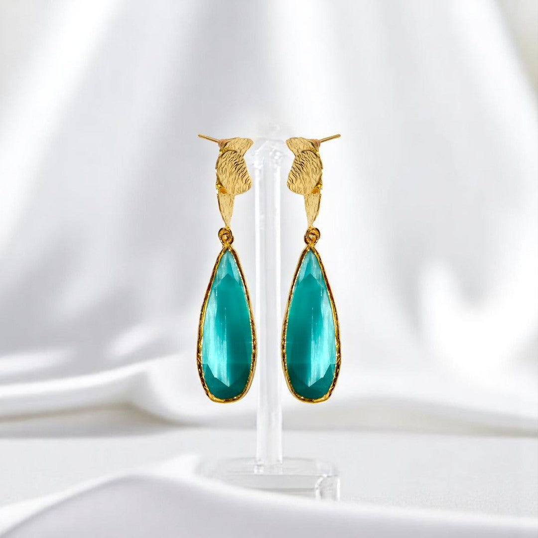 Aurora Turquoise Tulip Gold Earrings