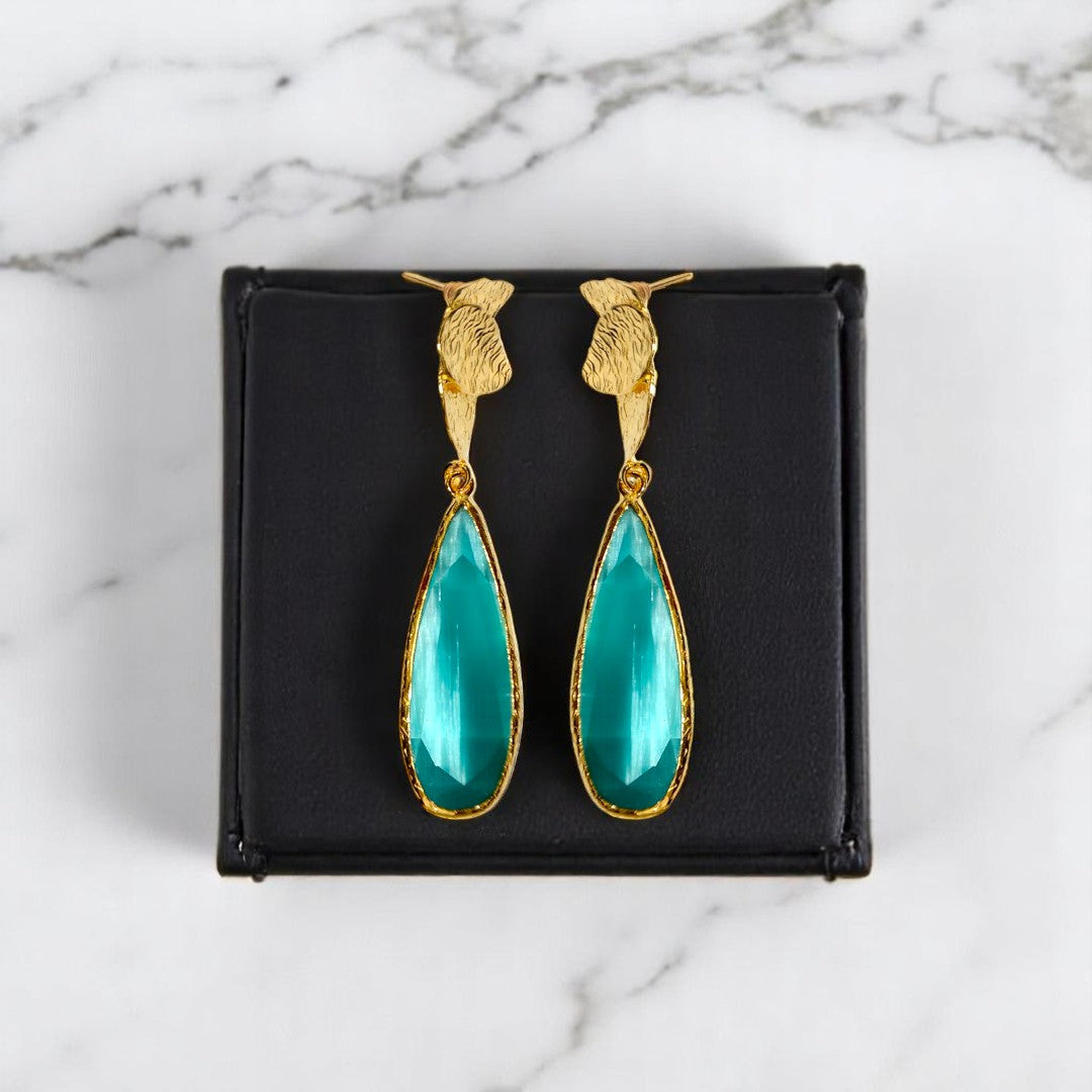 Aurora Turquoise Tulip Gold Earrings