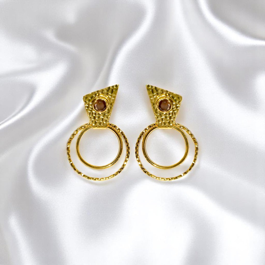 Aurora Brown Circle Gold Earrings