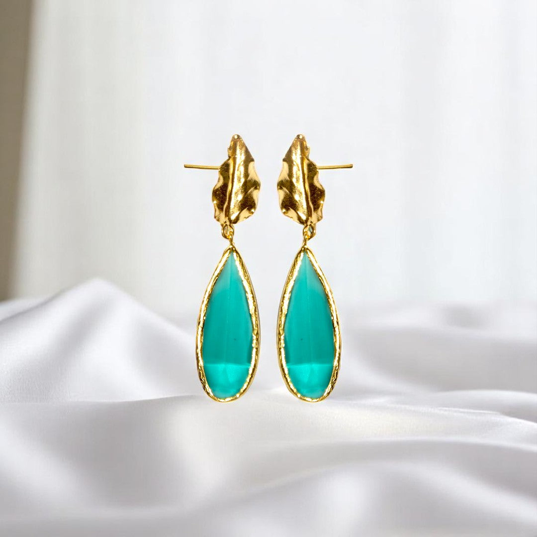 Aurora Pine Leaf Gold Earrings