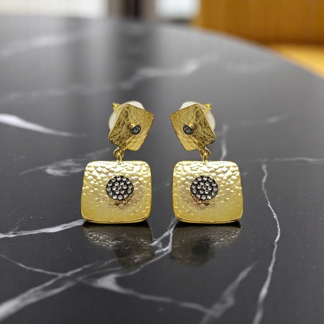 Aurora Fancy Square Gold Earrings