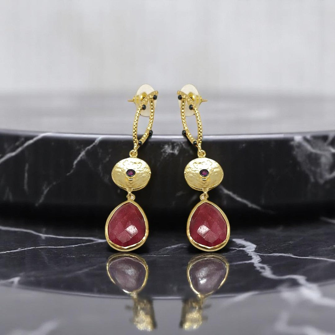 Aurora Fancy Long Gold Earrings