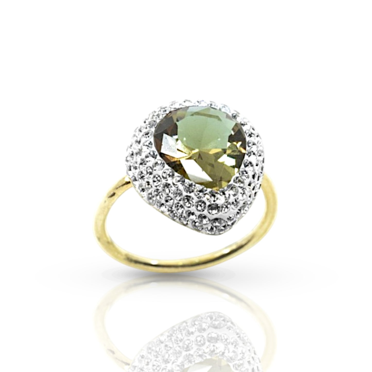 Green Stone Ring With Hematite Trim