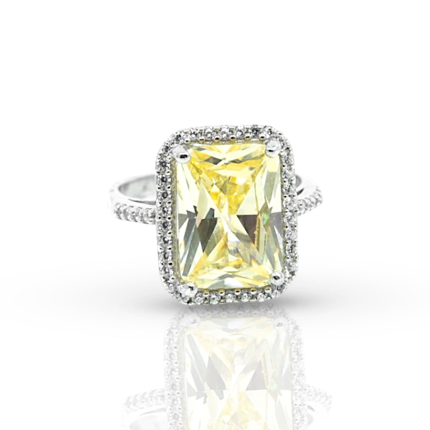 Canary Emerald Cut Ring Sterling Silver