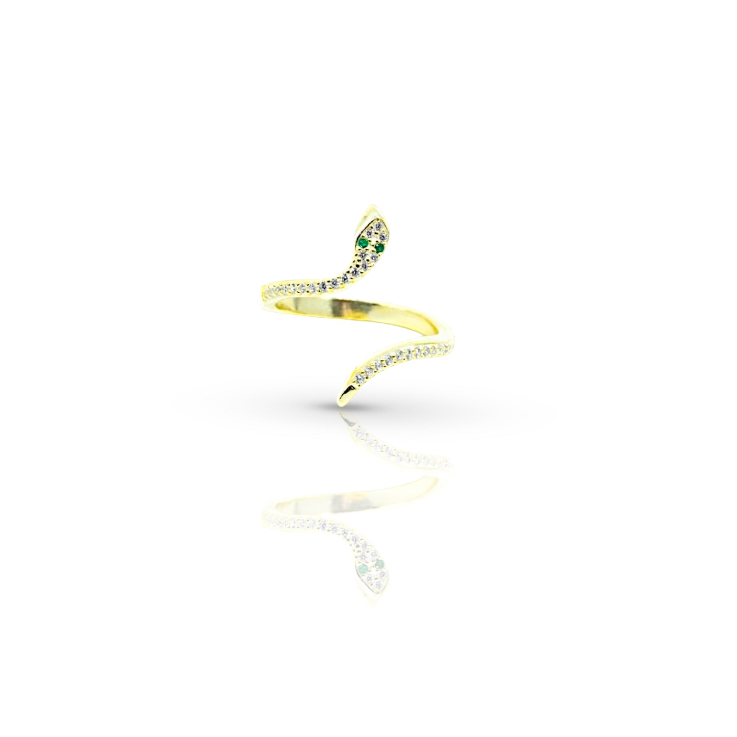 Gold Snake Ring With Emerald Eyes