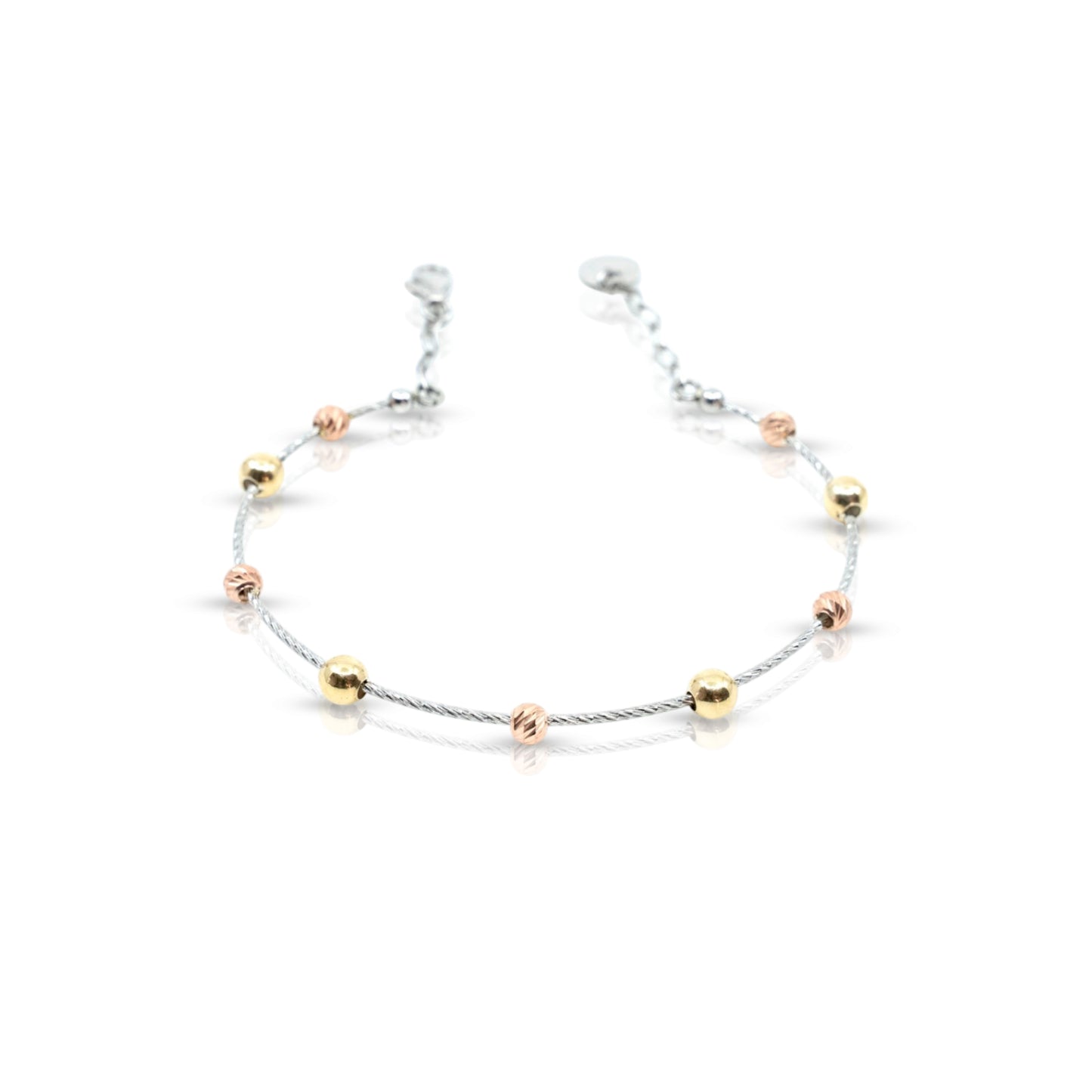 Silver Bracelet with Separated Gold Beads