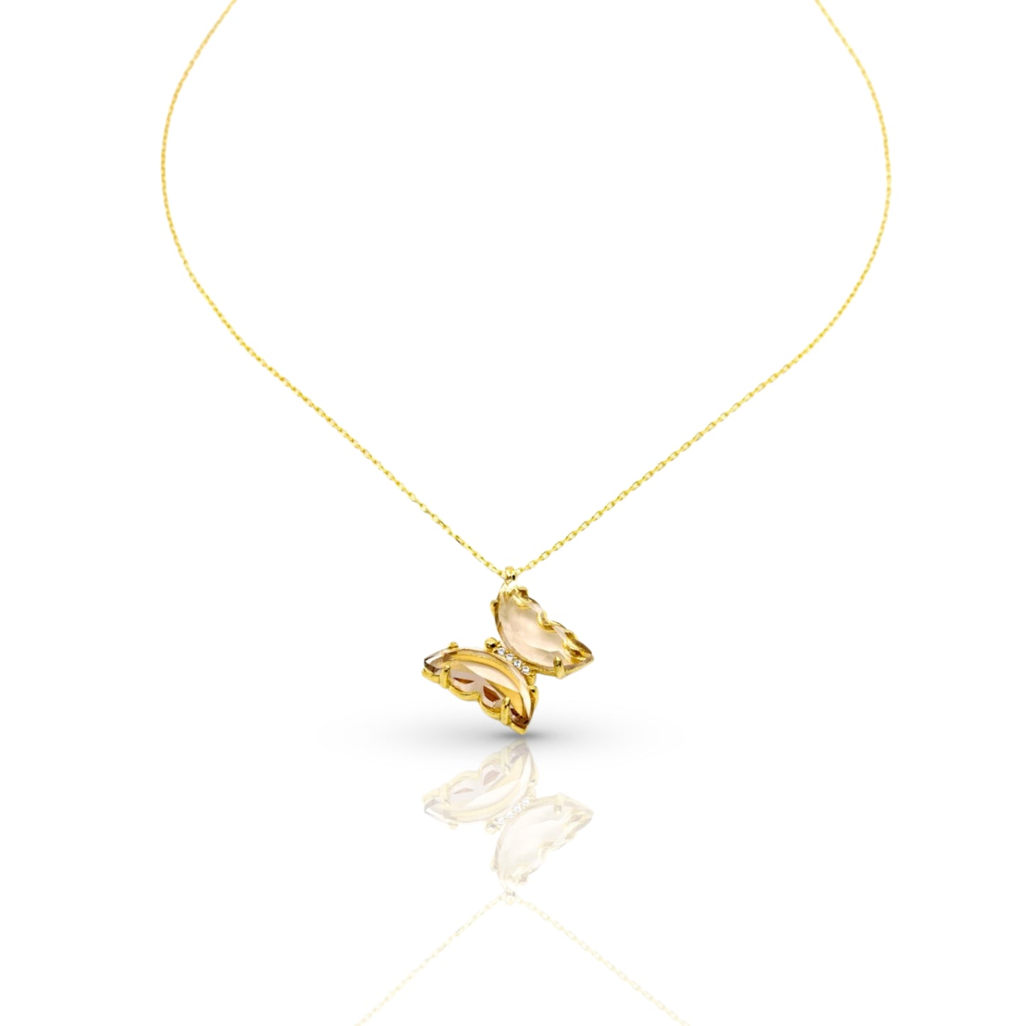 Gold plated Crystal Butterfly Necklace