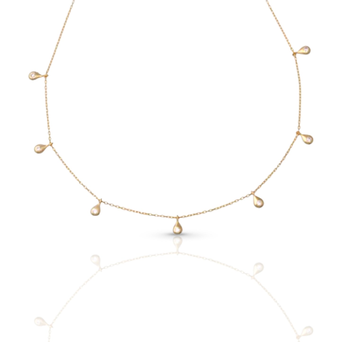 7 Diamond Teardrop Chain Necklace