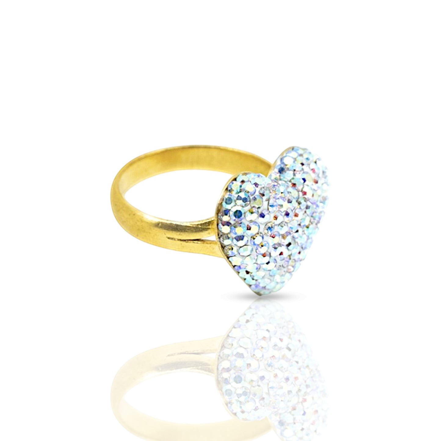 Silver Stone Gold Heart Ring
