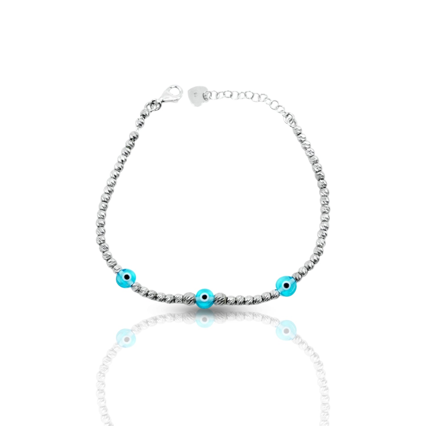 Silver Bracelet with Three Evil Eyes