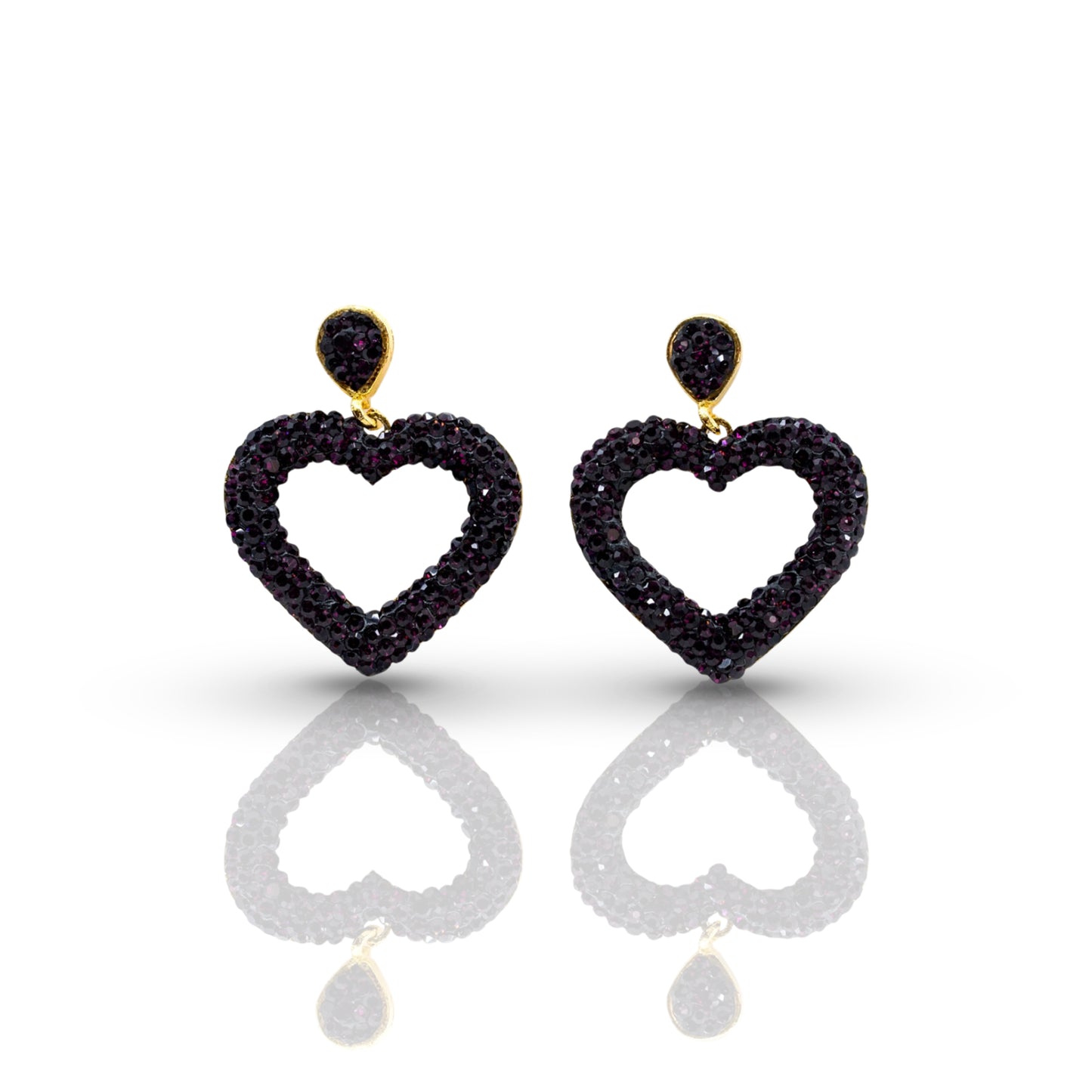 Purple Open Heart Earrings