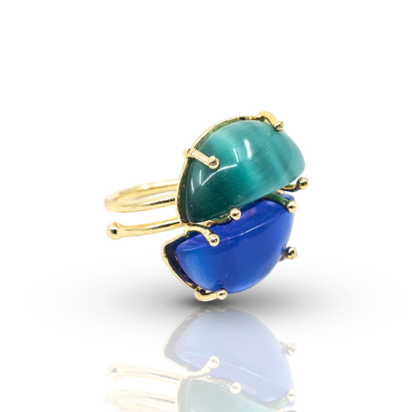 Light Blue and Dark Blue Cat Eye ring