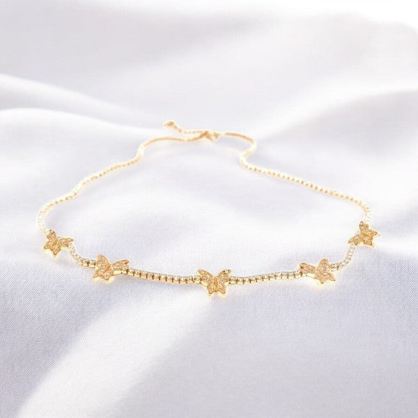 5 Diamond Butterfly with Diamond Chain Necklace