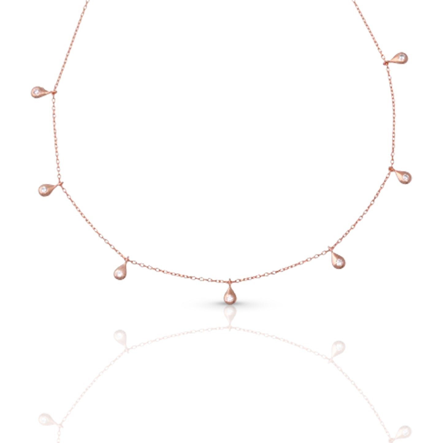 7 Diamond Teardrop Chain Necklace