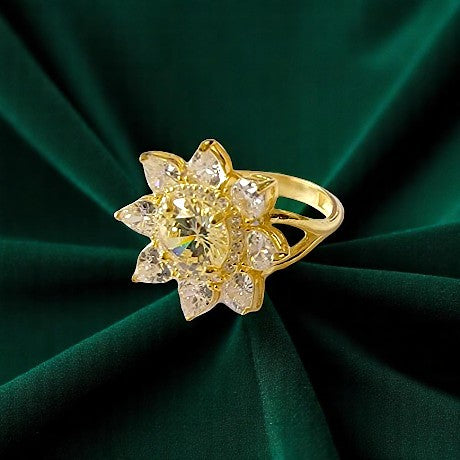 Cz Heart Gold Plated Silver Ring