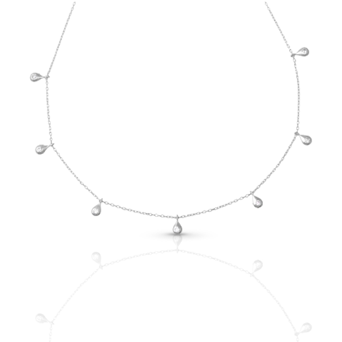 7 Diamond Teardrop Chain Necklace