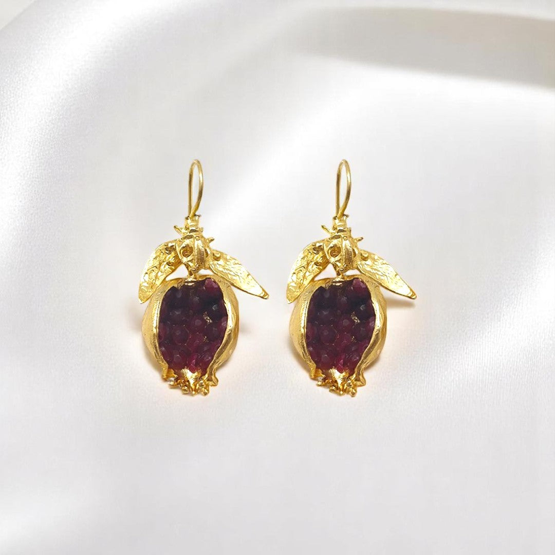Aurora Fancy Pomegranate Gold Earrings