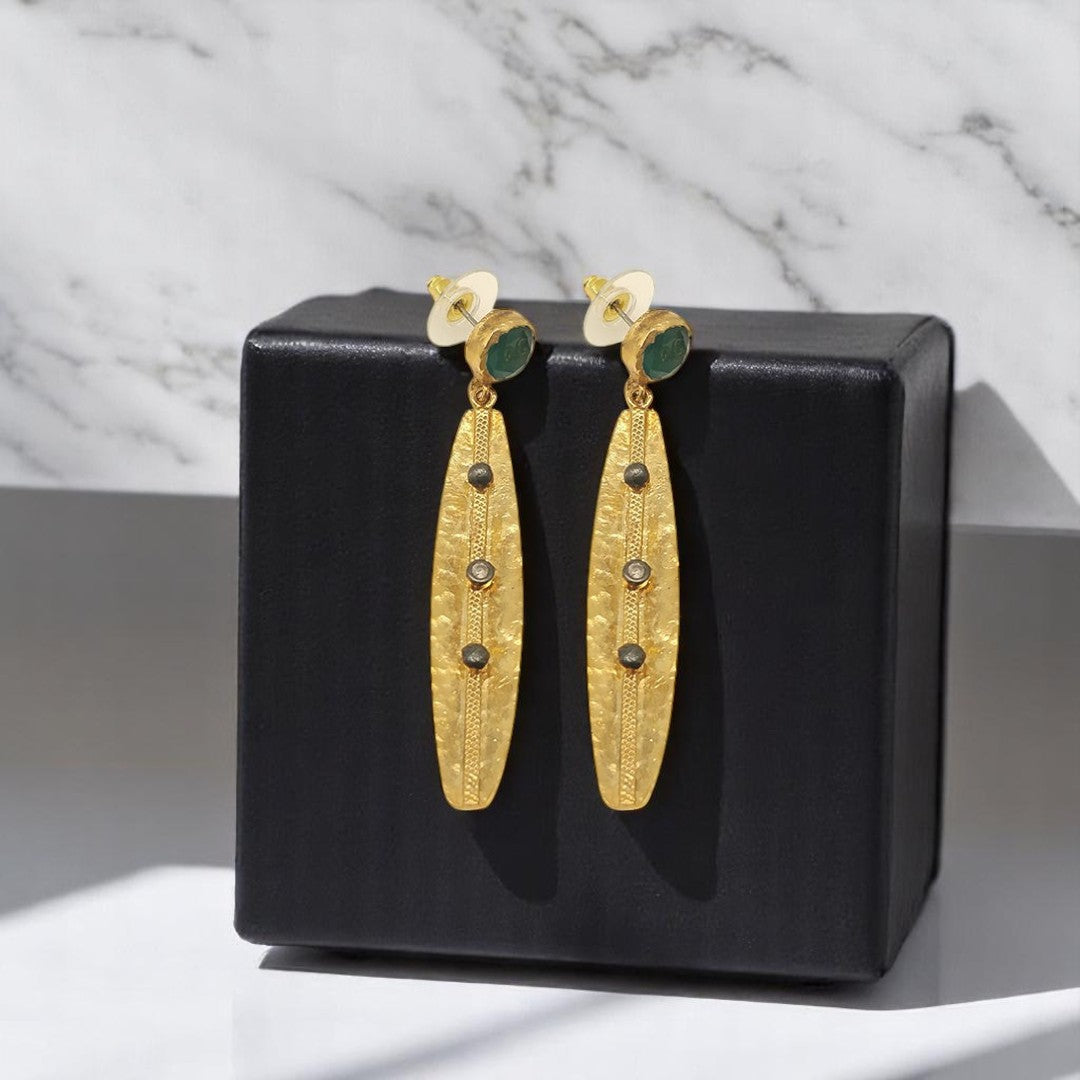 Aurora Fancy Olive Leaf Gold Earrings