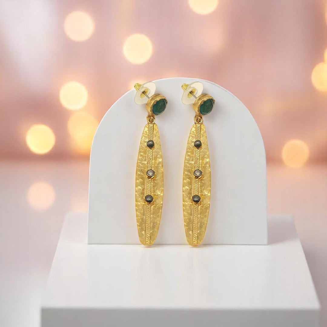 Aurora Fancy Olive Leaf Gold Earrings