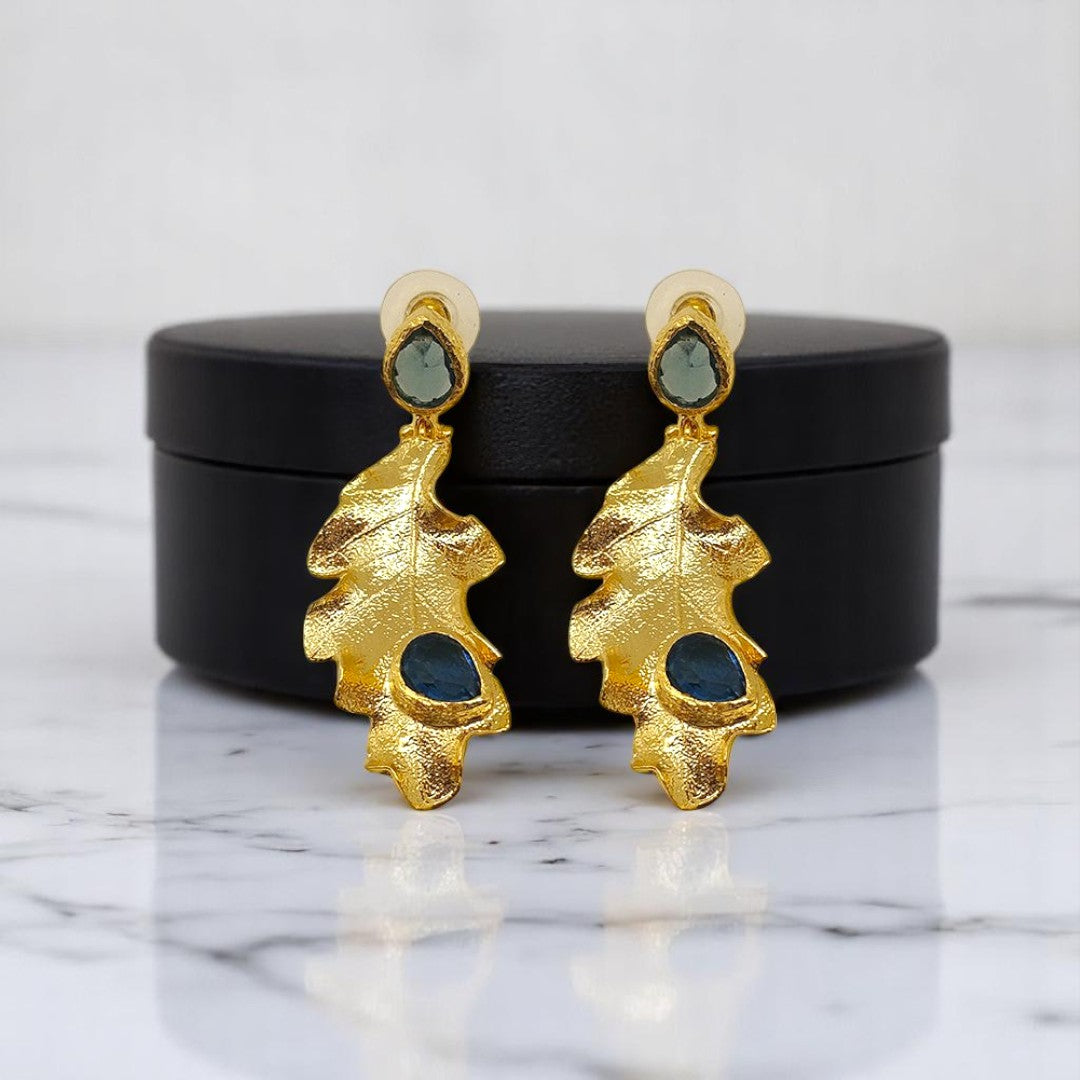 Aurora Fancy Leaf Gold Earrings