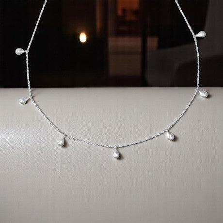 7 Diamond Teardrop Chain Necklace