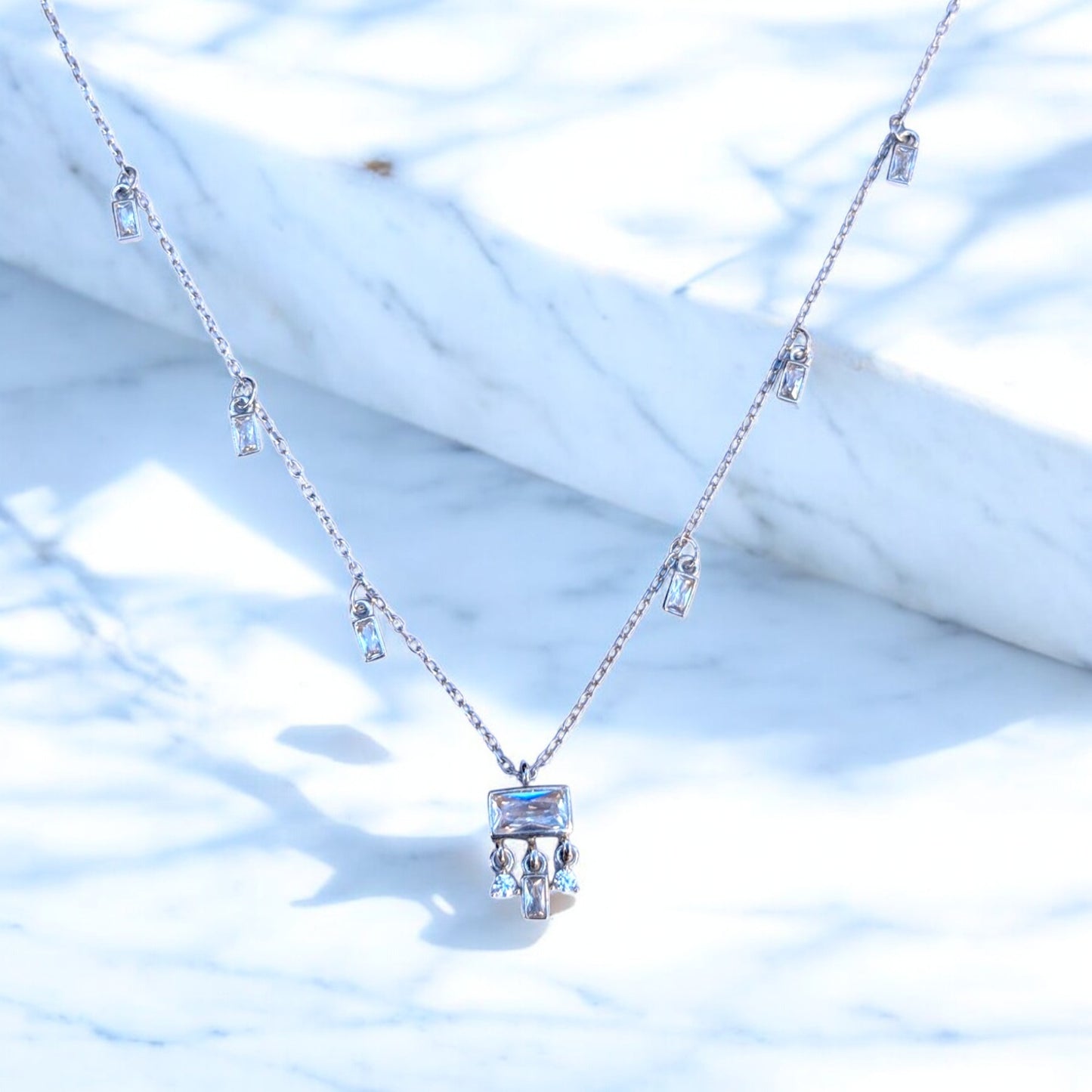 Baguette Station Necklace