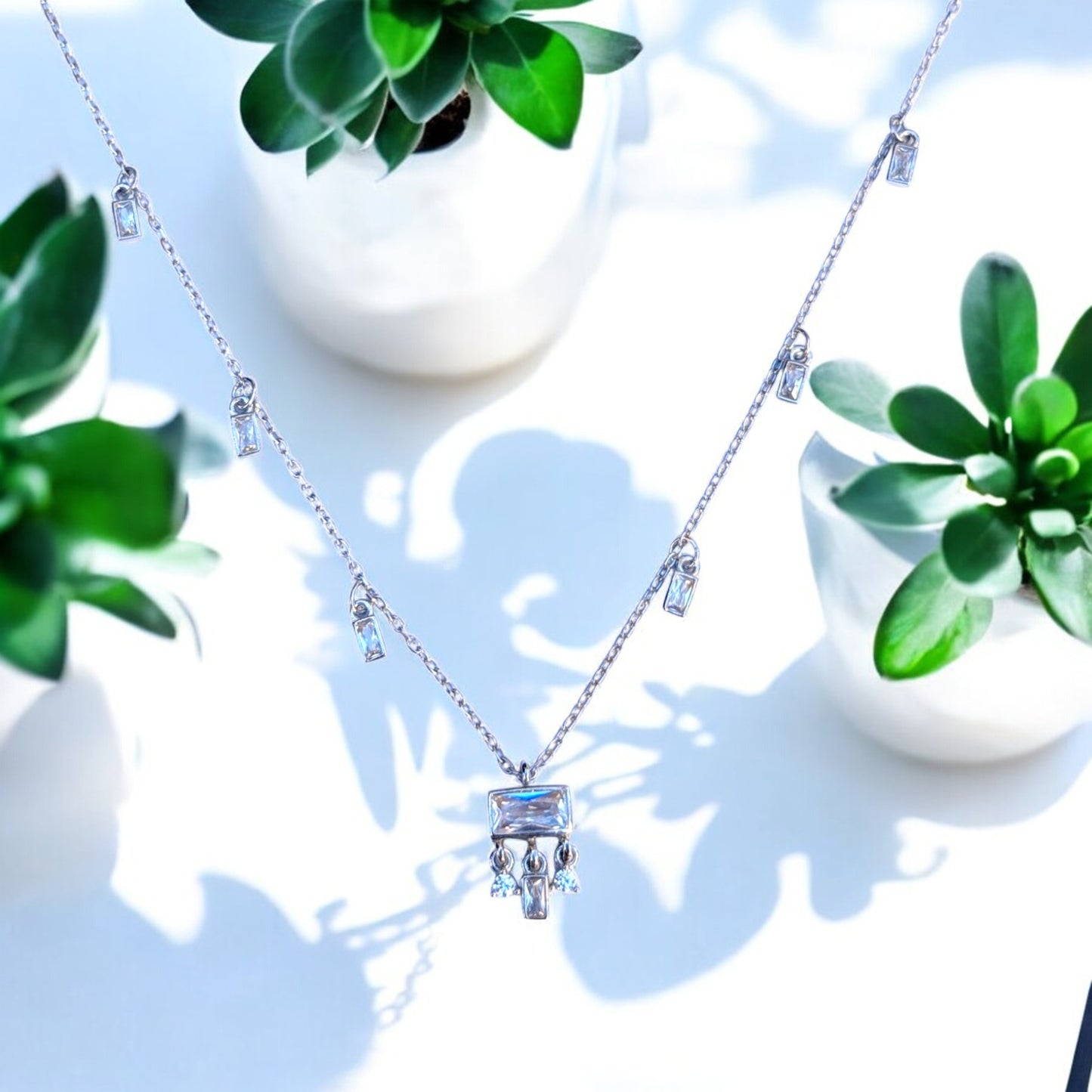 Baguette Station Necklace