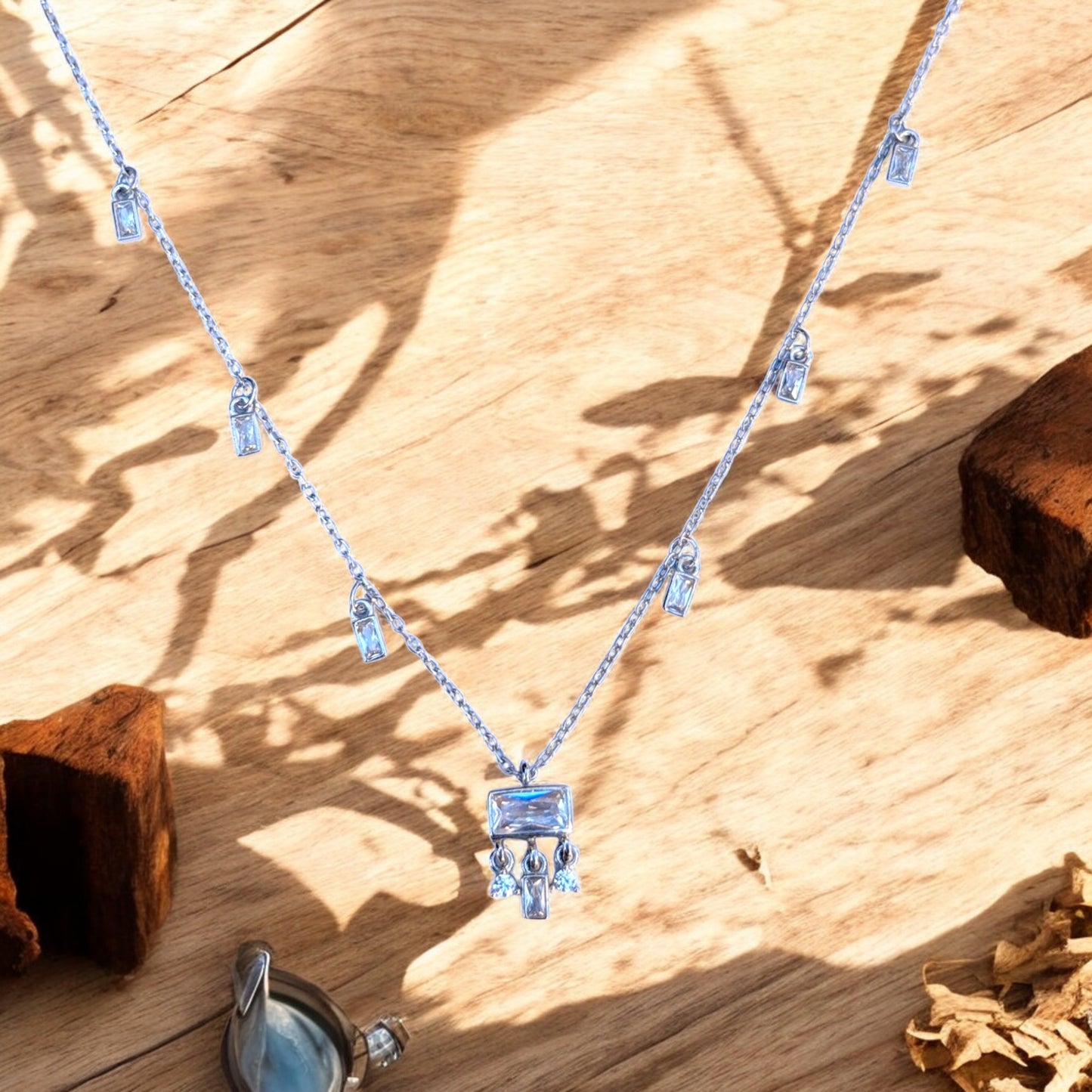 Baguette Station Necklace