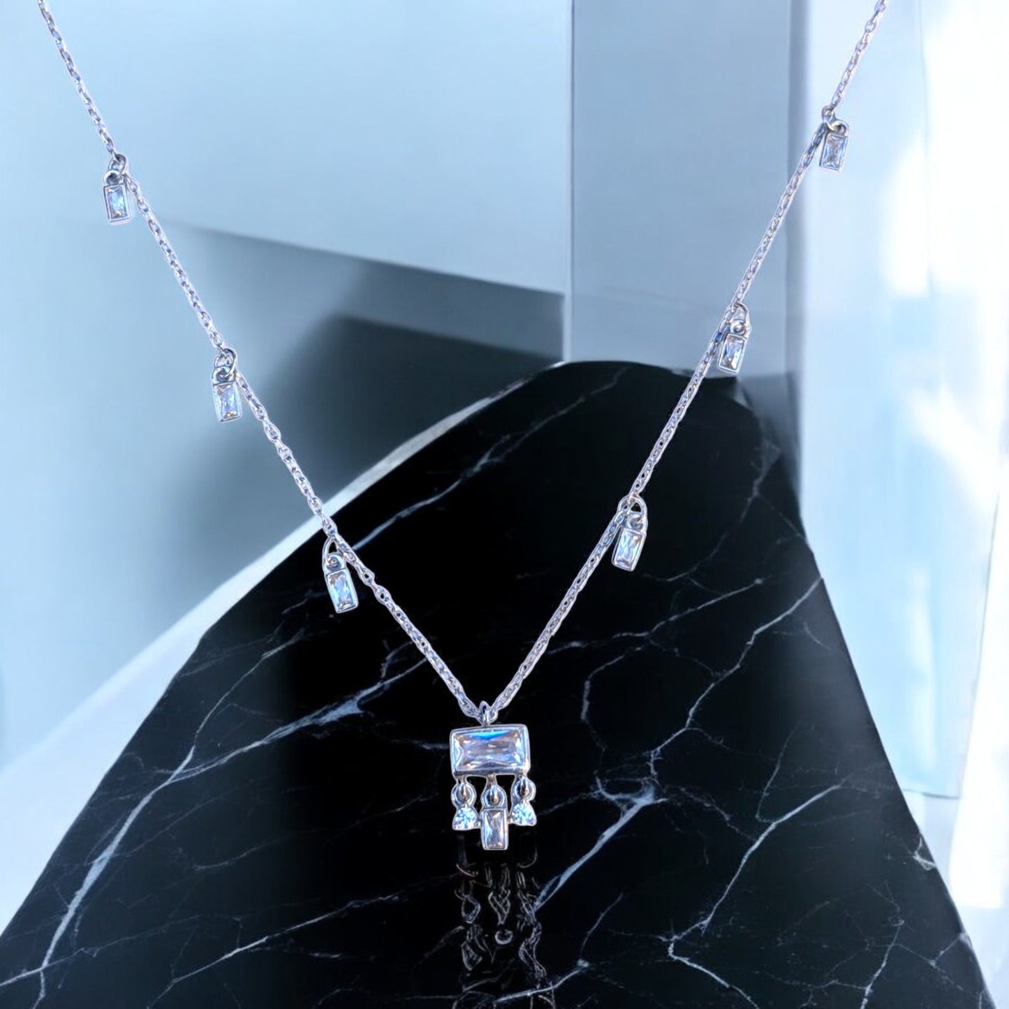 Baguette Station Necklace
