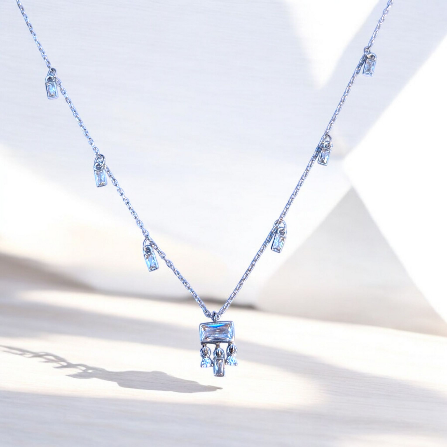 Baguette Station Necklace
