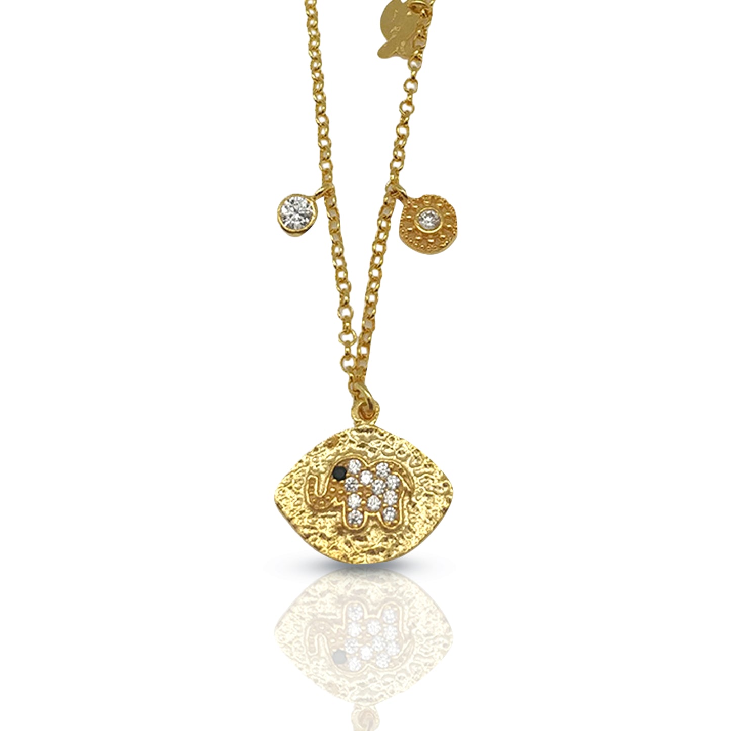 Dainty Diamond Elephant Charm Necklace