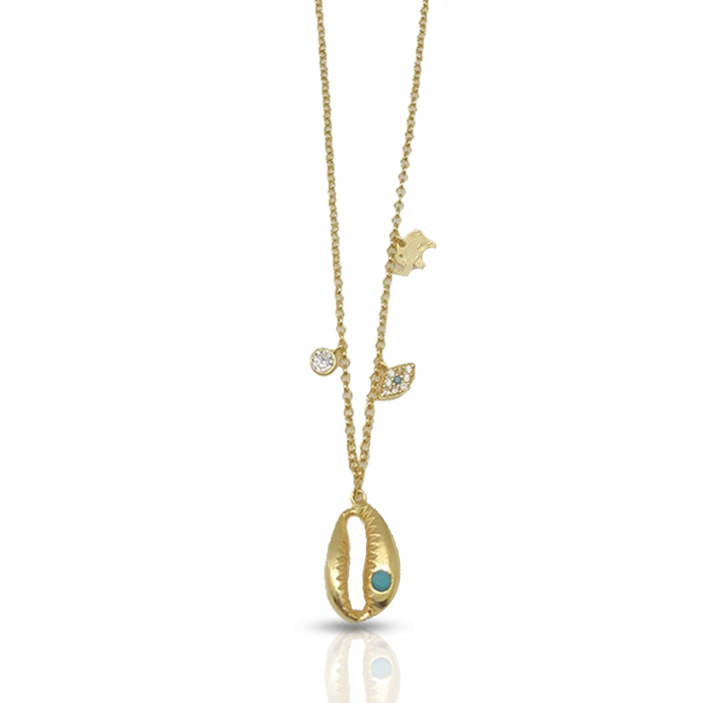 Dainty Diamond Shell Charm Necklace