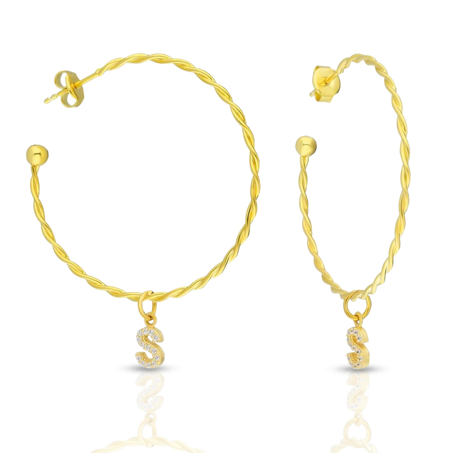 Personalized Diamond Initial Hoop Earring