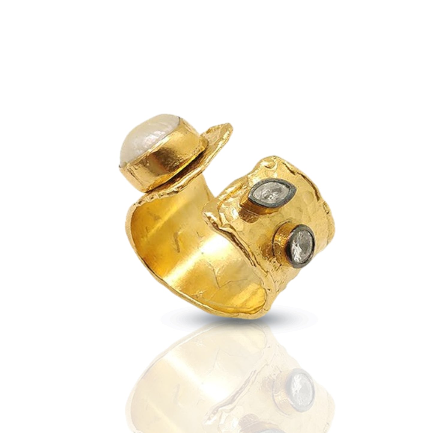 Aurora Fancy Two Side Cuff Gold Ring