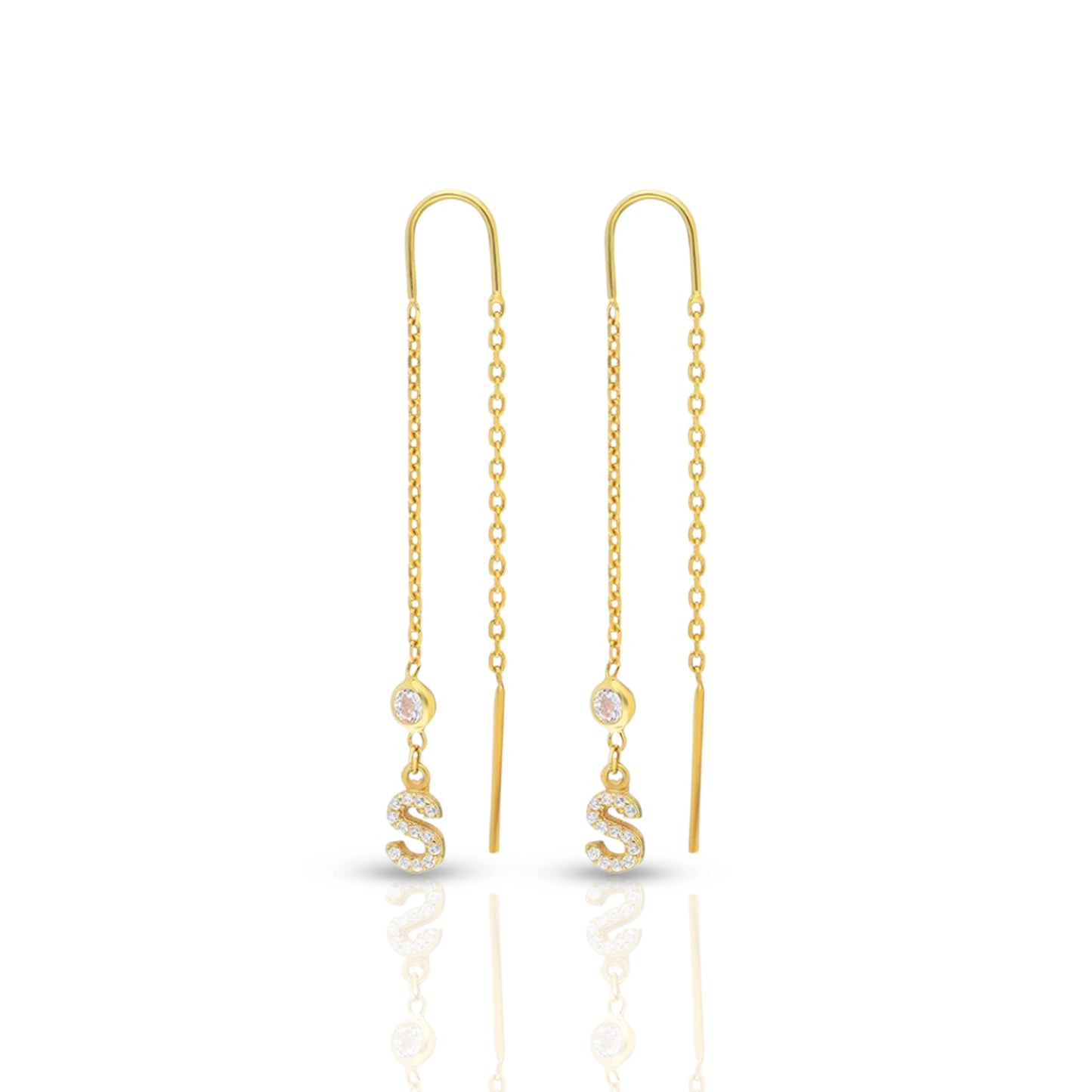 Personalized Chain Diamond Initial Earring