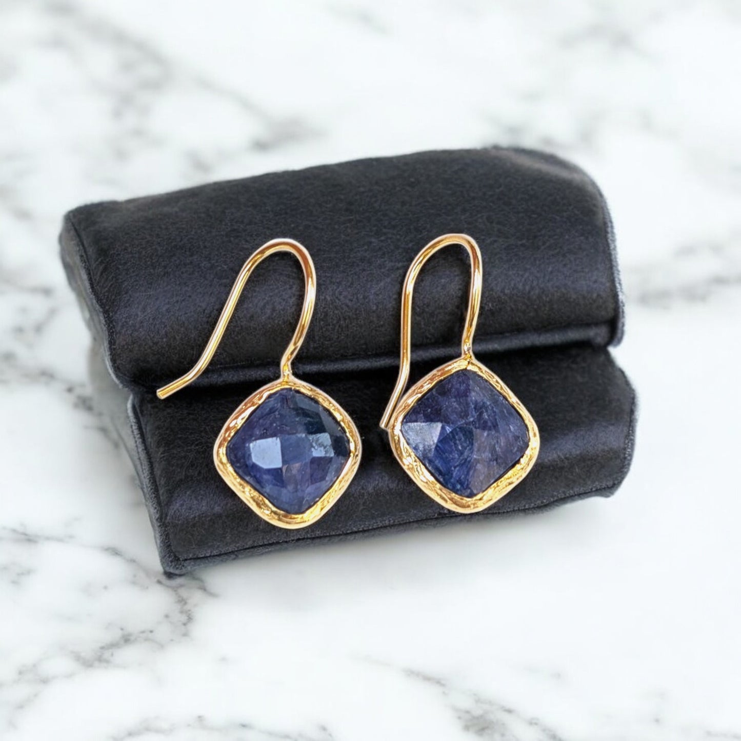 Blue Sapphire Dangle Earrings