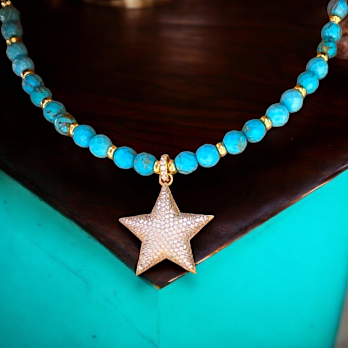 Celestial Star Turquoise Beaded Necklace
