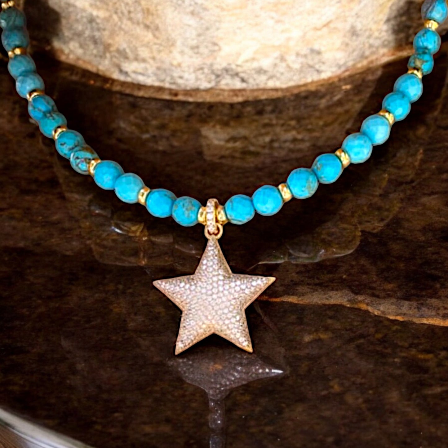 Celestial Star Turquoise Beaded Necklace