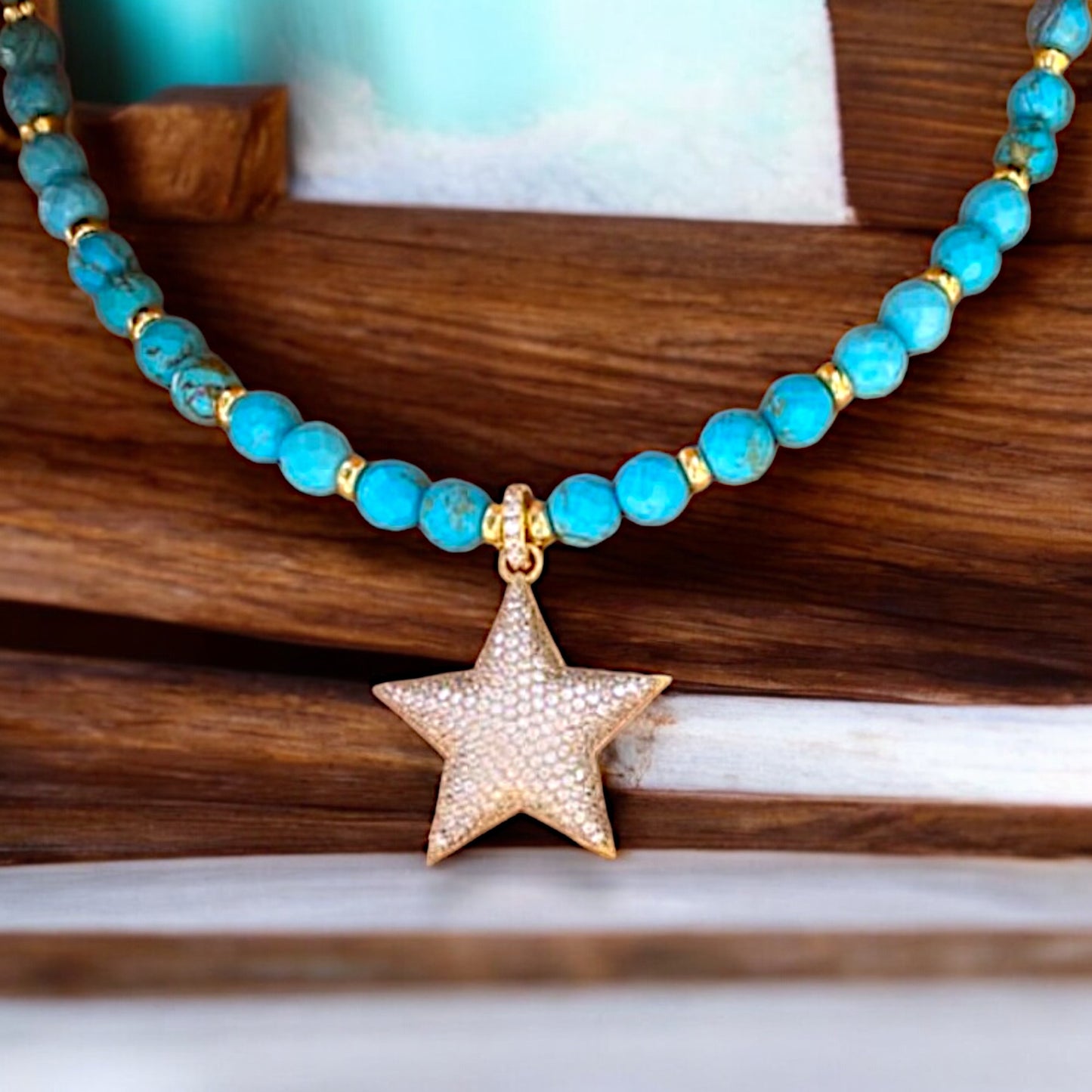 Celestial Star Turquoise Beaded Necklace