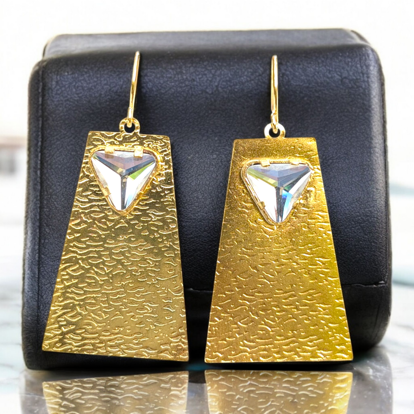 Clear CZ Handmade Gold Earrings