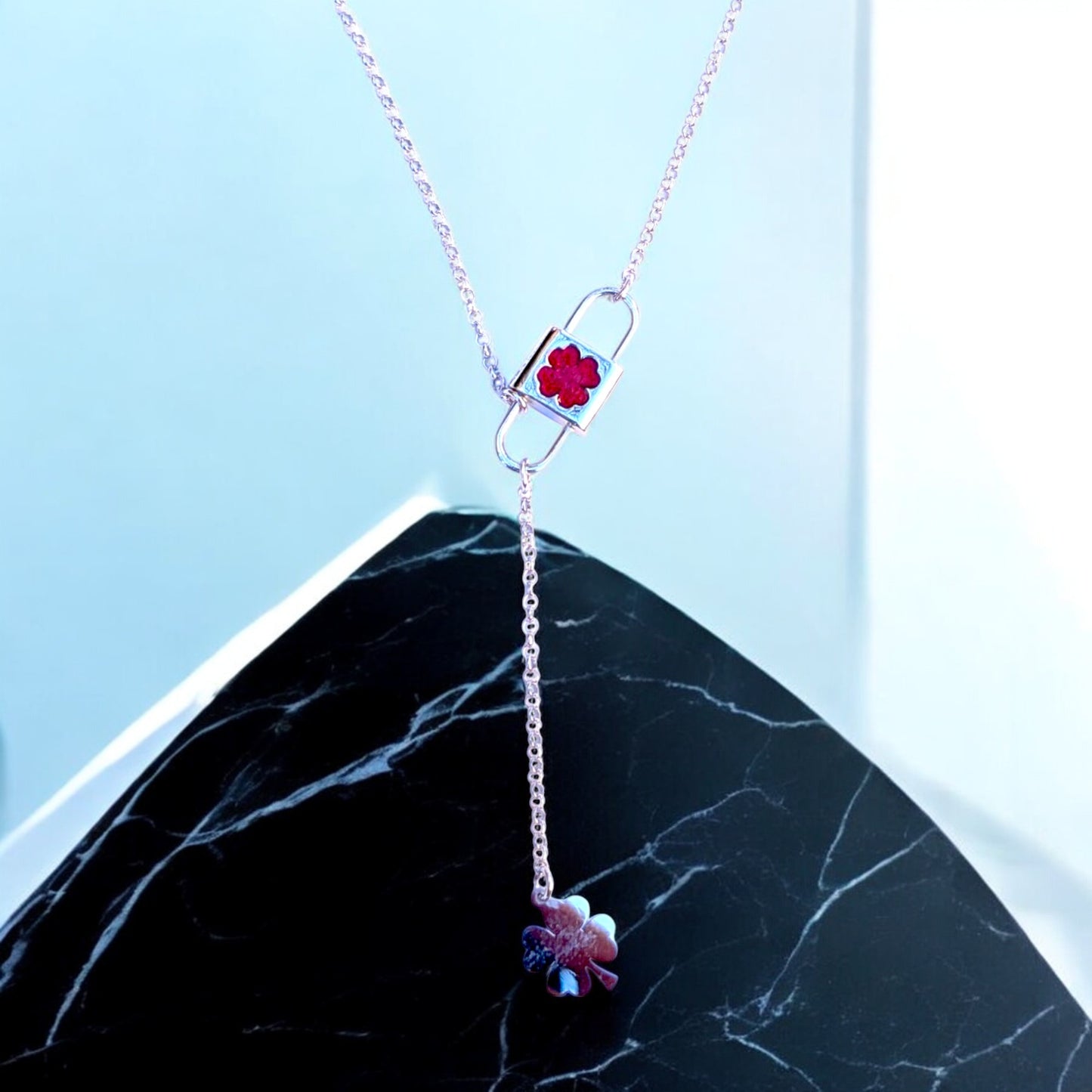 Clover Lock and Charm Lariat