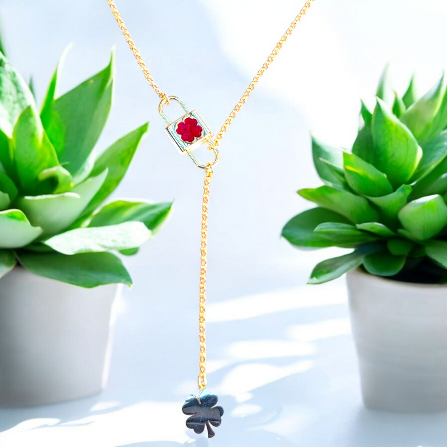 Clover Lock and Charm Lariat