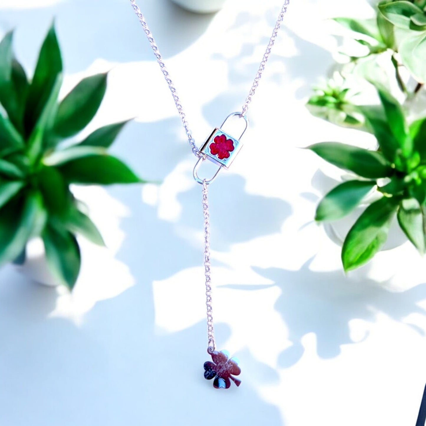 Clover Lock and Charm Lariat