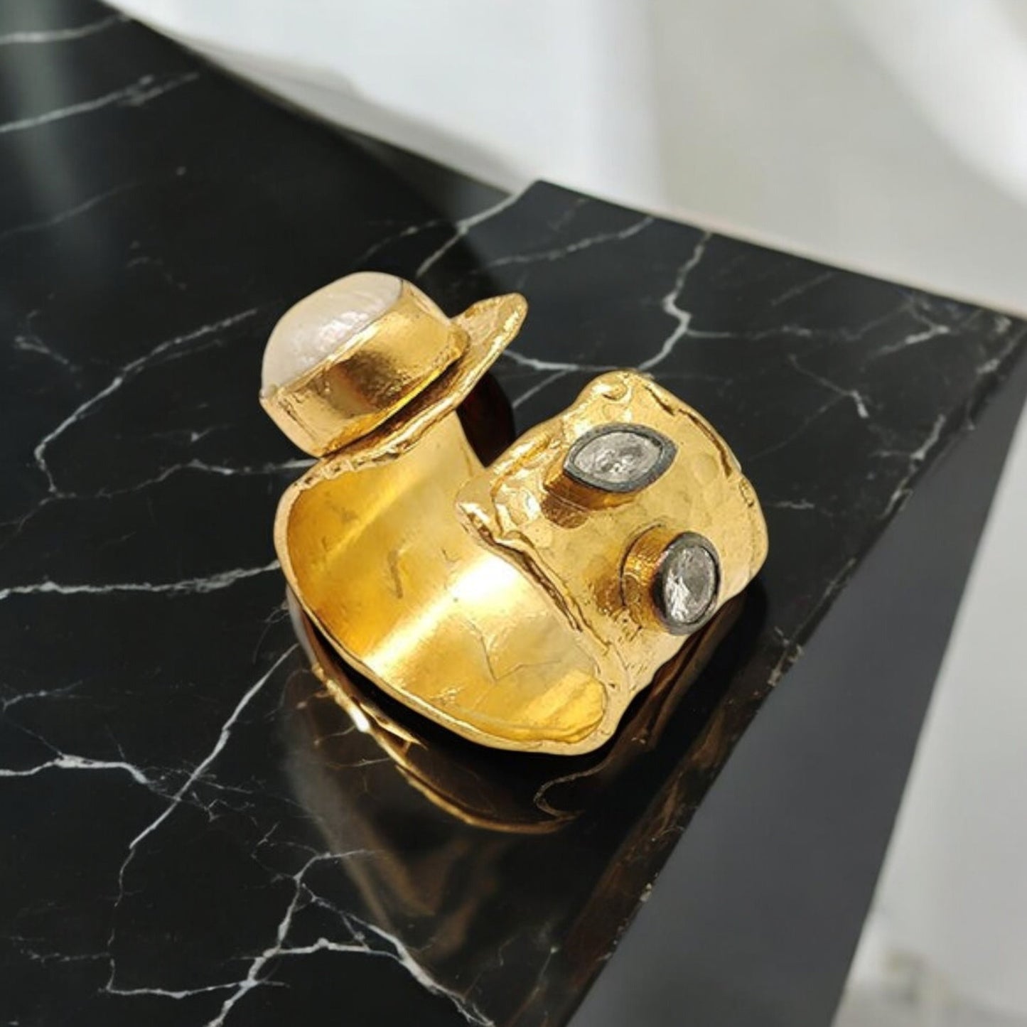Aurora Fancy Two Side Cuff Gold Ring