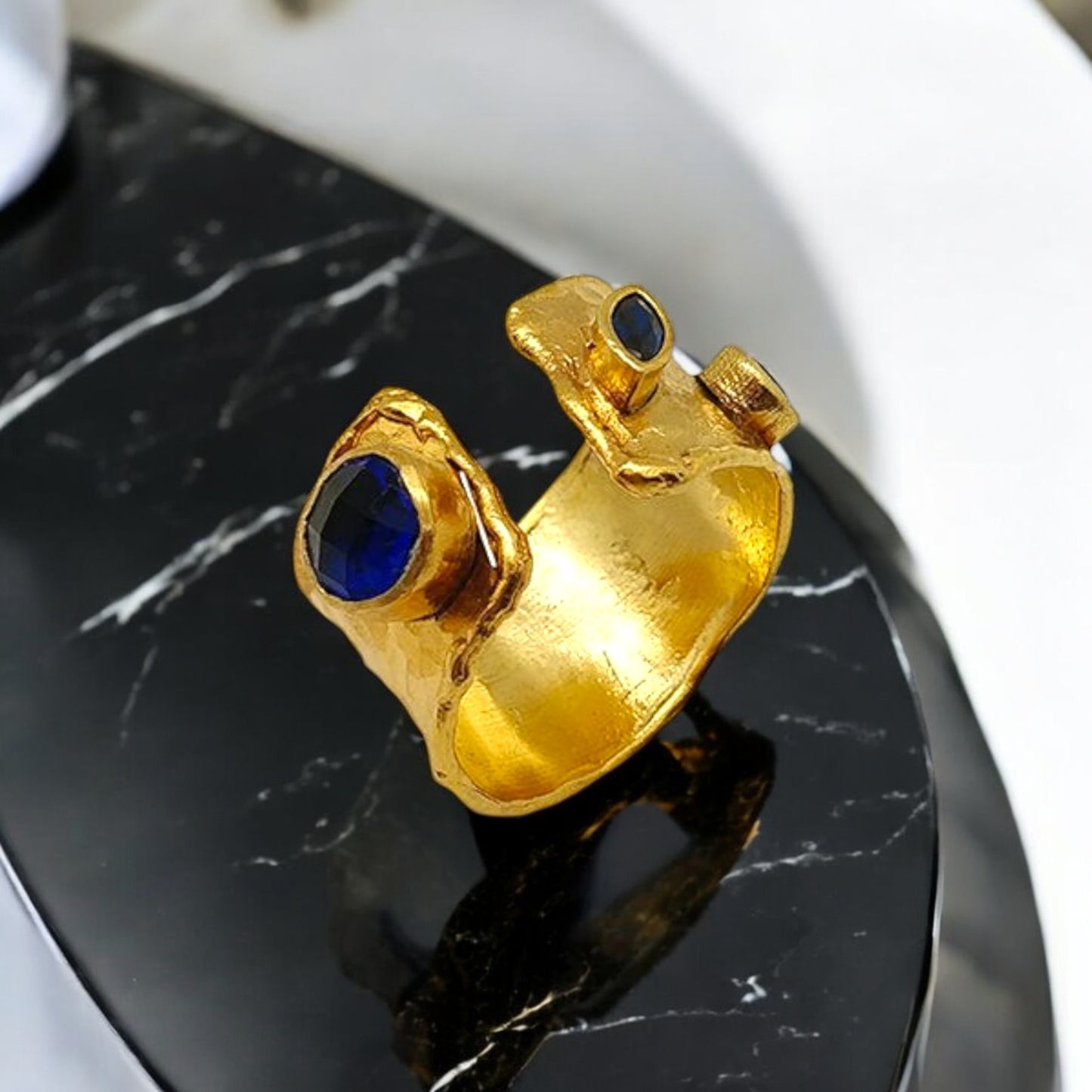 Aurora Fancy Two Side Cuff Gold Ring