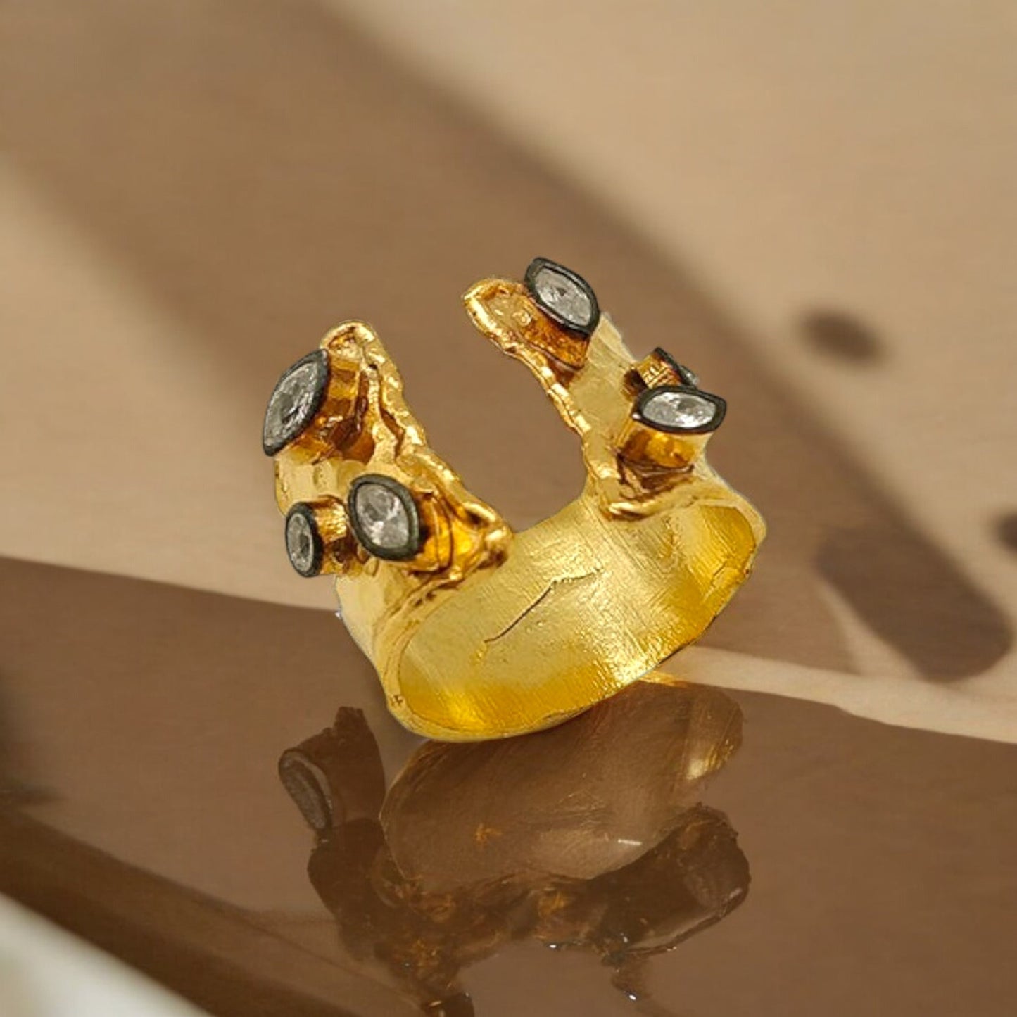 Aurora Fancy Two Side Cuff Gold Ring